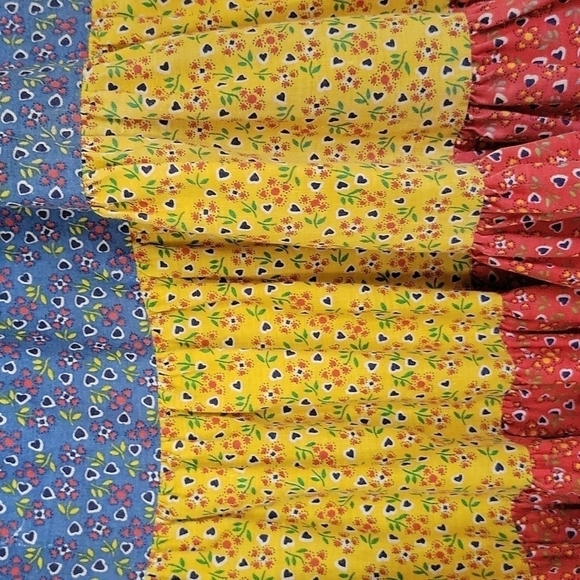 Vintage 70s Calico Floral Print Ruffle Hem Prairie Midi Dress Size XL - Picture 3 of 6